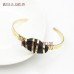 Gold Cuff Bangle Bracelet Gold Plated Black Tourmaline Raw Quartz Wire Wrapped Free Form Nugget Bangle