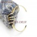 Gold Cuff Bangle Bracelet Gold Plated Black Tourmaline Raw Quartz Wire Wrapped Free Form Nugget Bangle