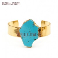 Gold Bangle Bracelet Gold Plated Bangle Bracelet Turquoise Jewelry Gold Plated Turquoise Free Form Bangle