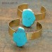 Gold Bangle Bracelet Gold Plated Bangle Bracelet Turquoise Jewelry Gold Plated Turquoise Free Form Bangle