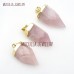 Quartz Crystal Pendant Crystal Point Pendant Hexagonal Prisms Point Gold Plated Rose Quartz Crystal Pendant