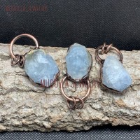 Antique Raw Quartz Pendant Aquamarine Pendant Antique Bronze Plated Aquamarine Raw Quartz Free Form Pendant