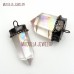 Antique Silver Pendant Soldered Hexagonal Prisms Point Antique Silver Plated Aqua Aura Clear Crystal Pendant