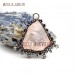 Rose Crystal Pendant Jewelry Soldered Free Form Antique Silver Plated Rose Quartz Crystal Pendant