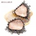 Rose Crystal Pendant Jewelry Soldered Free Form Antique Silver Plated Rose Quartz Crystal Pendant