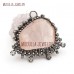 Rose Crystal Pendant Jewelry Soldered Free Form Antique Silver Plated Rose Quartz Crystal Pendant