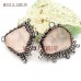 Rose Crystal Pendant Jewelry Soldered Free Form Antique Silver Plated Rose Quartz Crystal Pendant