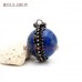 Stone Ball Pendant Antique Lapis Pendant Soldered Ball Antique Silver Plated Lapis Lazuli Stone Pendant