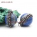 Stone Ball Pendant Antique Lapis Pendant Soldered Ball Antique Silver Plated Lapis Lazuli Stone Pendant