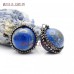 Stone Ball Pendant Antique Lapis Pendant Soldered Ball Antique Silver Plated Lapis Lazuli Stone Pendant