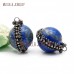 Stone Ball Pendant Antique Lapis Pendant Soldered Ball Antique Silver Plated Lapis Lazuli Stone Pendant