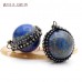 Stone Ball Pendant Antique Lapis Pendant Soldered Ball Antique Silver Plated Lapis Lazuli Stone Pendant