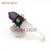 Jewelry Solder Clear Crystal Amethyst Light Up Black Patina Soldered Double Terminated Point Hexagon Pendant