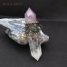  Magnetic Switch Light Up Black Patina Soldered Double Terminated Point Hexagon Clear Crystal Amethyst Pendant