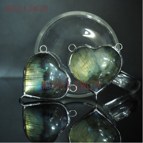 Jewelry Solder Jewelry Heart Labradorite Pendant Heart Shape Pendant Labradorite Soldered Heart Shape Pendant