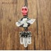 Stone Antique Silver Plated Clear Crystal Howlite Stone Halloween Soldered Free Form Skull Point Pendant