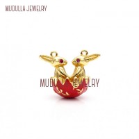 Plated Copper Jewelry Red Gold Pendant Gold Plated Pendant Red Gold Plated Enamel Rabbit Pendant