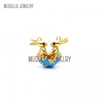 Copper Jewelry Plated Rabbit Gold Plated Pendant Jewelry Gold Pendant Enamel Rabbit Blue Gold Plated Pendant