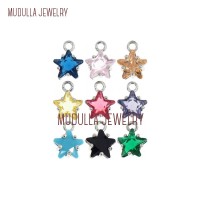 Copper Jewelry Silver Pendant Cubic Zirconia Pendant Pentagram Mix Color Silver Plated Cubic Zirconia Pendant