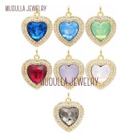 Gold Plated Pendant Copper Jewelry Heart Shaped Crystal Pendant Gold Plated Glass Crystal Heart Shape Pendant