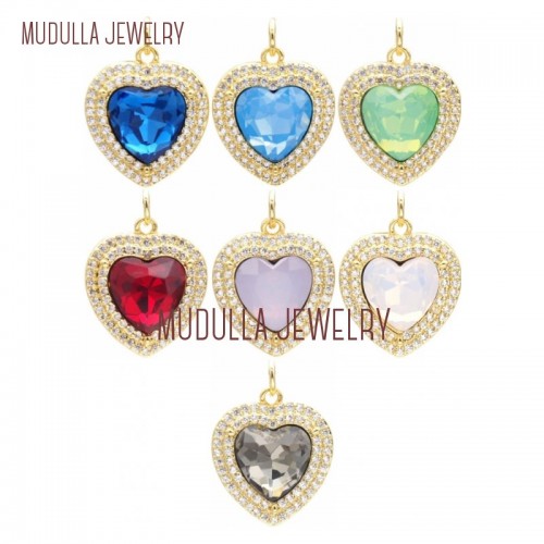 Gold Plated Pendant Copper Jewelry Heart Shaped Crystal Pendant Gold Plated Glass Crystal Heart Shape Pendant