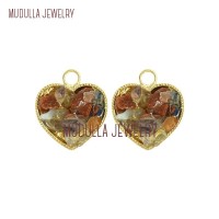 Heart Gold Crystal Pendant Heart Shape Pendant Gold Natural Heart Shape Gold Plated Crystal Pendant