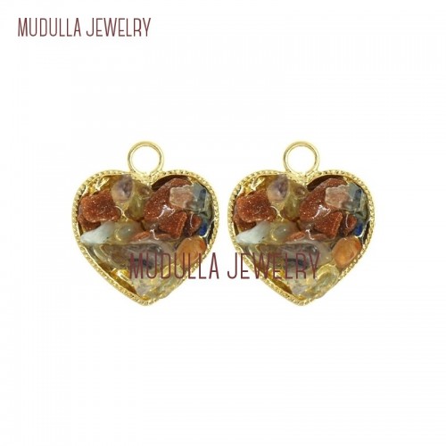 Heart Gold Crystal Pendant Heart Shape Pendant Gold Natural Heart Shape Gold Plated Crystal Pendant