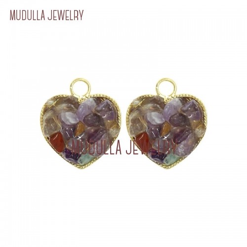 Gold Heart Gold Crystal Pendant Heart Shape Pendant Gold Plated Amethyst Crystal Heart Shape Pendant