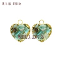 Jewelry Heart Pendant Plated Gold Plated Pendant Gold Heart Shape Gold Plated Amazonite Pendant