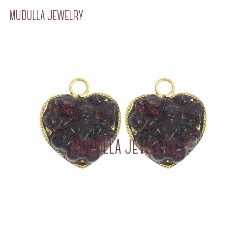 Garnet Jewelry Gold Jewelry Gold Heart Garnet Pendant Heart Pendant Gold Plated Garnet Heart Shape Pendant