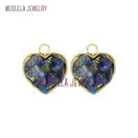 Jewelry Sodalite Gold Plated Pendant Gold Pendant Gold Plated Brazilian Sodalite Heart Shape Pendant