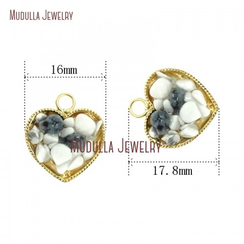 Heart Shape Pendant Gold Pendant Jewelry Gold Plated Heart Shape Gold Plated Howlite Pendant