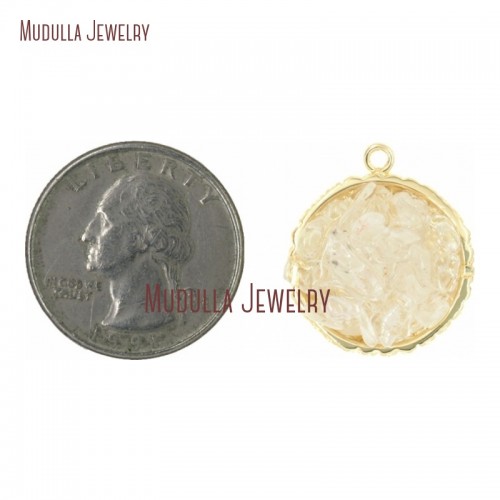 Jewelry Round Gold Plated Pendant Gold Crystal Pendant Round Shape Gold Plated Clear Crystal Pendant