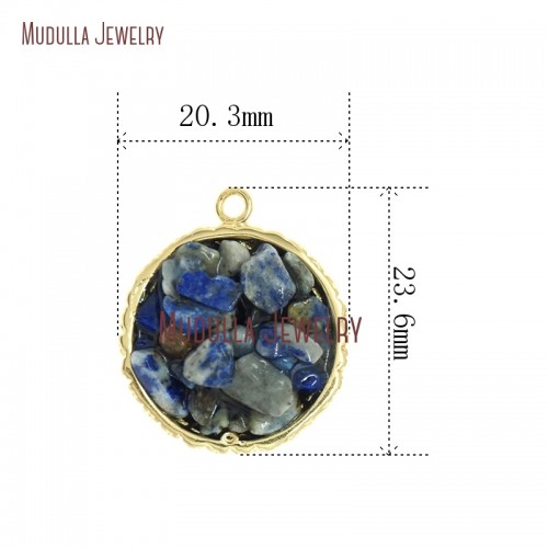 Plated Round Pendant Gold Plated Pendant Round Shape Gold Plated Brazilian Sodalite Pendant