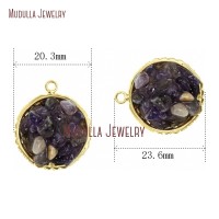 Plated Gold Crystal Gold Crystal Jewelry Round Pendant Gold Plated Amethyst Crystal Round Shape Pendant