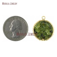 Round Plated Jewelry Gold Pendant Round Gold Pendant Coin Shape Gold Plated Prehnite Pendant