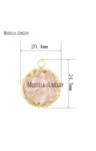 Crystal Gold Plated Rose Quartz Gold Pendant Gold Plated Rose Quartz Crystal Round Shape Pendant