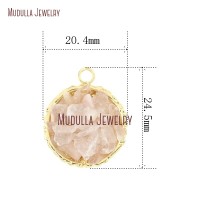 Crystal Gold Plated Rose Quartz Gold Pendant Gold Plated Rose Quartz Crystal Round Shape Pendant