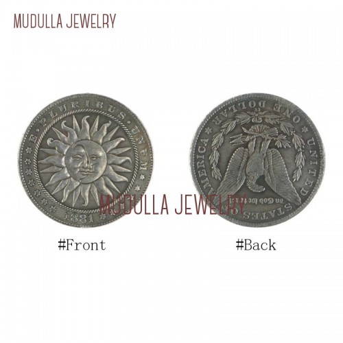 Copper Jewelry Antique Commemorative Coin Round Shape Sun Antique Silver Plated Replica Coin