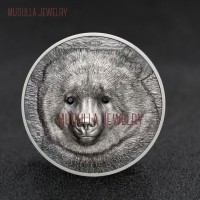 Copper Jewelry Antique Silver Plated Commemorative Coin Shape Bear Replica Coin