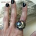 Antique Rings Pyrite Crescent Moon And Rainbow Labradorite Ring Pyrite Crystal Labradorite Statement Ring