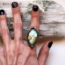 Rainbow Labradorite Ring Big Blue Gold Rainbow Labradorite Adjustable Ring Teardrop Marquis Labradorite Ring