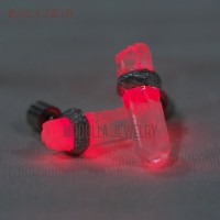 Red Stud Earrings Light Up Earrings Raw Quartz Light Up Soldered Pillar Point Red Clear Crystal Stud Earrings