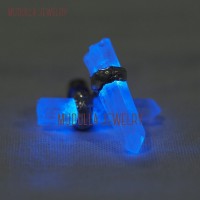 Earrings Light Blue Stud Earrings Raw Quartz Light Up Soldered Pillar Point Blue Clear Crystal Stud Earrings