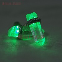 Jewelry Light Up Jewelry Raw Quartz Light Up Soldered Pillar Point Green Clear Crystal Stud Earrings