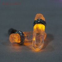 Crystal Studs Quartz Earrings Raw Quartz Light Up Soldered Pillar Point Yellow Clear Crystal Stud Earrings