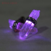 Clear Quartz Raw Quartz Led Light Up Soldered Free Form Pillar Point Purple Clear Crystal Stud Earrings