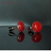 Round Studs Jade Stud Earrings Jade Jewelry Red Earrings Light Up Soldered Coin Shape Red Jade Stud Earrings