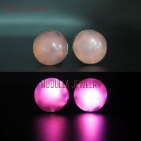 Round Stud Earrings Jade Studs Jade Jewelry Solder Pink Jade Light Up Soldered Round Shape Stud Earrings