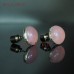 Round Stud Earrings Jade Studs Jade Jewelry Solder Pink Jade Light Up Soldered Round Shape Stud Earrings